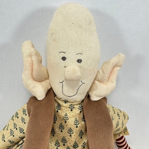 Vintage 3 Handmade Cloth Christmas Elf Dolls Shelf Sitter Rustic Holiday Decor - Picture 10 of 11